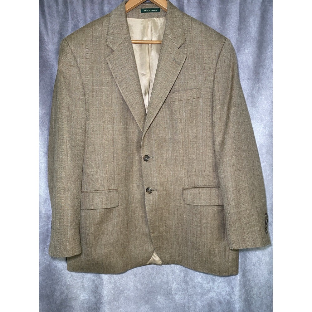 Ralph Lauren Silk Wool Classic Fall Blazer 42R Tan Herringbone Sport Coat